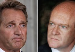 Senator Jeff Flake, R-Ariz., left, and Senator Chris Coons, D-De., right.