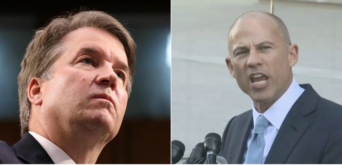 Supreme Court nominee Brett Kavanaugh, left, and liberal activist lawyer Michael Avenatti.