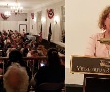 Heather Mac Donald, right, a Manhattan Institute Fellow and New York Times bestselling author, speaks to attendees at Metropolitan Republican Club in New York City on Wednesday, November 14, 2018. (Photos: People's Pundit Daily/PPD)