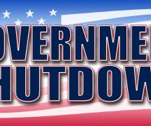 Government Shutdown banner in red, white, and blue stars and stripes American flag concept. (Photo: AdobeStock)