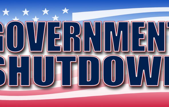 Government Shutdown banner in red, white, and blue stars and stripes American flag concept. (Photo: AdobeStock)