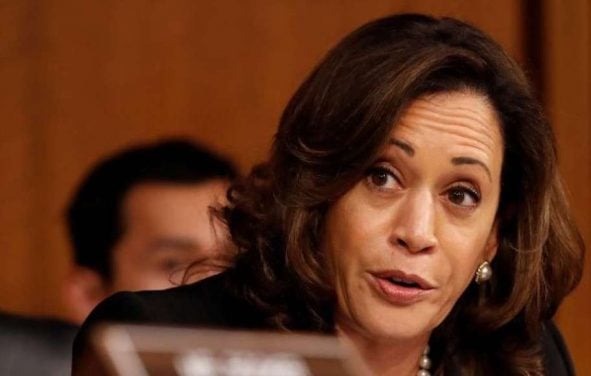 California Senator Kamala Harris, D-Calif., speaks during a committee hearing.