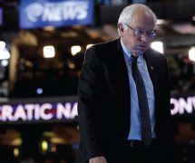 Bernie Sanders stands at the podium on stage during a walk through before the start of the Democratic National Convention (DNC) in Philadelphia, Pennsylvania on July 25, 2016. (Photo: SS)