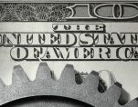 American industry and economy imposed on a U.S. dollar.