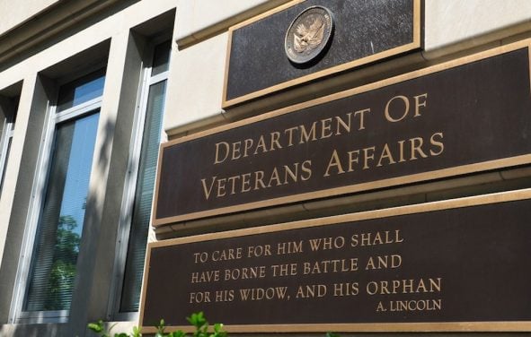 This May 19, 2014 photo shows a a sign in front of the Veterans Affairs building in Washington, DC. (Photo: Reuters)