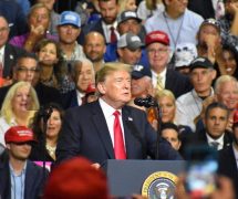 President Donald Trump jokes with the crowd President Donald Trump touts record low unemployment for minorities during a rally in Tampa, Florida on Tuesday, July 31, 2018. (Photo: Laura Baris/People's Pundit Daily)