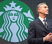 Howard Schultz, the former head of Starbucks Corporation, an American coffee company and coffeehouse chain founded in Seattle, Washington in 1971.