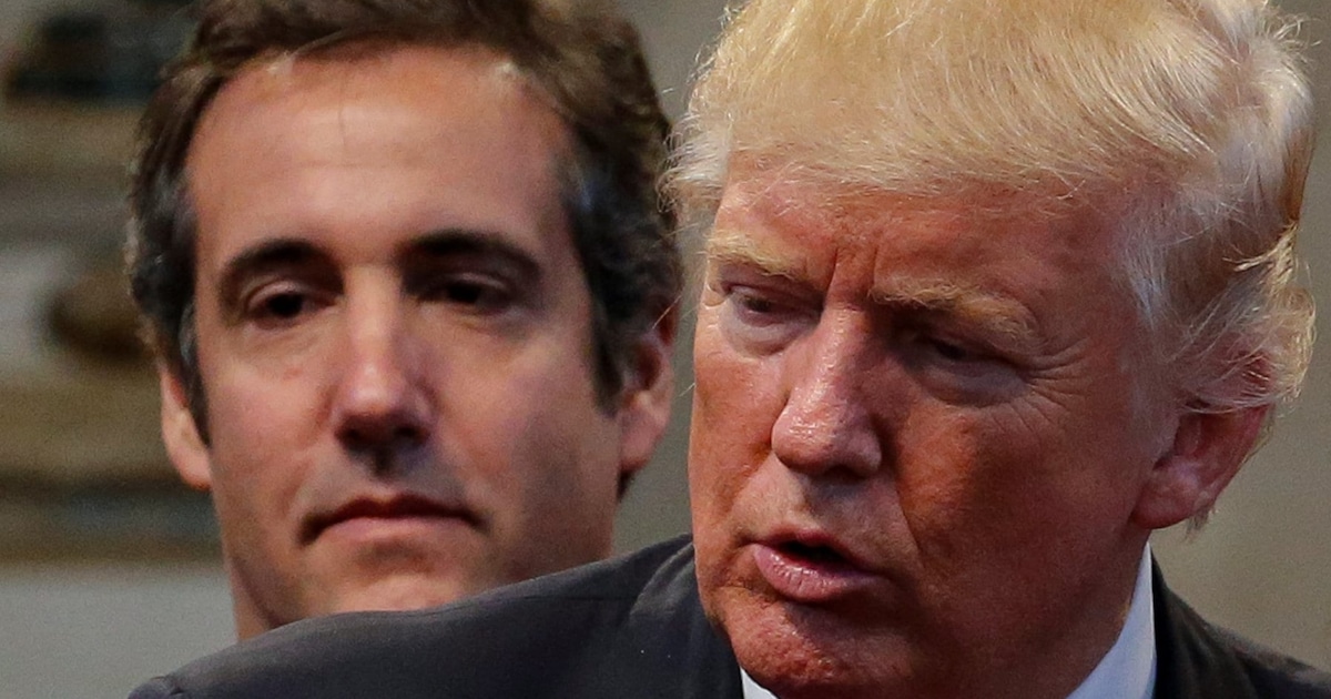 Former attorney Michael Cohen stands behind Donald Trump. (Photo: Screenshot Google News)