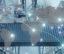 Import, Export, Logistics concept - Map global partner connection of Container Cargo freight ship for Logistic Import Export background (Photo: AdobeStock/Elements of this image furnished by NASA)