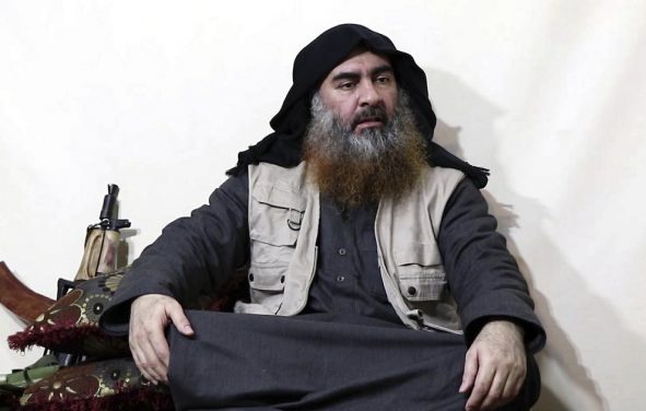 This image made from video posted on a militant website on Monday, April 29, 2019, purports to show the leader of the Islamic State group, Abu Bakr al-Baghdadi, being interviewed by his group's Al-Furqan media outlet. Al-Baghdadi acknowledged in his first video since June 2014 that IS lost the war in the eastern Syrian village of Baghouz that was captured last month by the Kurdish-led Syrian Democratic Forces. (Photo: Screenshot via Al-Furqan)