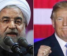 U.S. President Donald Trump, left, speaks about tax reform on Wednesday September 27, 2017. Iranian President Hassan Rouhani, right, speaks in a campaign rally for May 19, 2017.