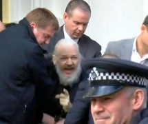 WikiLeaks founder Julian Assange physically removed from the Ecuadorian Embassy. (Photo: Screenshot)