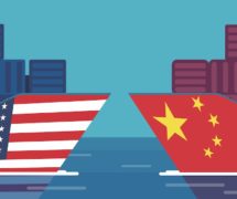 U.S.-China trade and trade war concept illustrated by vector of two cargo ships. (Photo: AdobeStock)