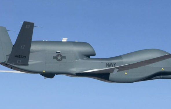 RQ-4A Global Hawk High-Altitude Long Endurance (HALE) Unmanned Aircraft System (UAS) known as a BAMS-D. (Photo: Courtesy of U.S. Navy via Northrup Grumman Corporation)