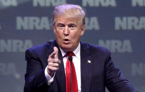 President Donald Trump addresses supporters of gun rights at the National Rifle Association (NRA) Annual Convention in Atlanta, Georgia. (Photo: AP)