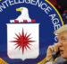 Donald Trump over a graphic concept of the Central Intelligence Agency (CIA).