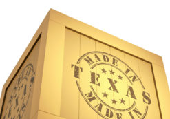 Manufacturing Export Wooden Crate, reading Made in Texas. 3D Illustration. (Photo: AdobeStock)