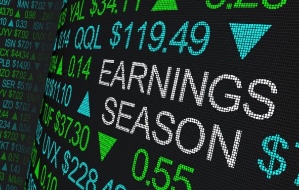 A graphic concept for earnings season and corporate profits depicted by a 3D stock market ticker. (Photo: AdobeStock)