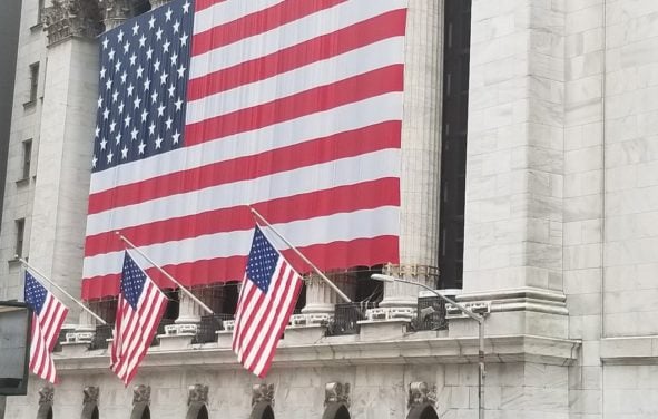 The New York Stock Exchange (NYSE) from the corner of Wall Street Nassau Street during the Conoravirus (COVID-19) outbreak on March 26, 2020. (Photo: People's Pundit Daily)