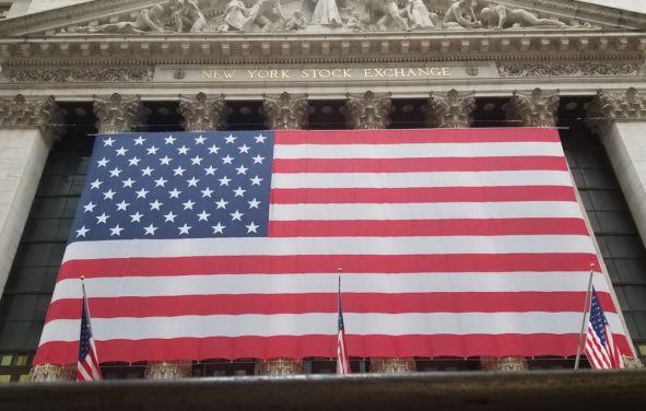 The New York Stock Exchange (NYSE) from the street level view of Wall Street Nassau Street during the Conoravirus (COVID-19) outbreak on March 18, 2020. (Photo: People's Pundit Daily)