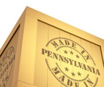 Manufacturing Export Wooden Crate, reading Made in Pennsylvania. 3D Illustration. (Photo: AdobeStock)