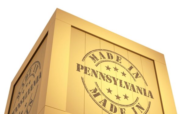 Manufacturing Export Wooden Crate, reading Made in Pennsylvania. 3D Illustration. (Photo: AdobeStock)