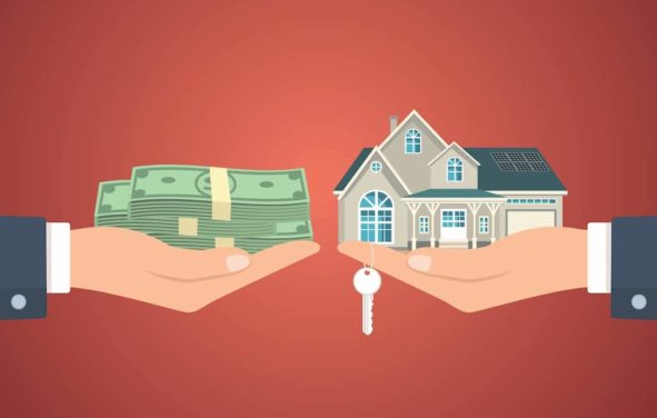 An exchange showing one hand giving cash to the another for new house and keys, a vector illustration for new home sales. (Photo: AdobeStock)