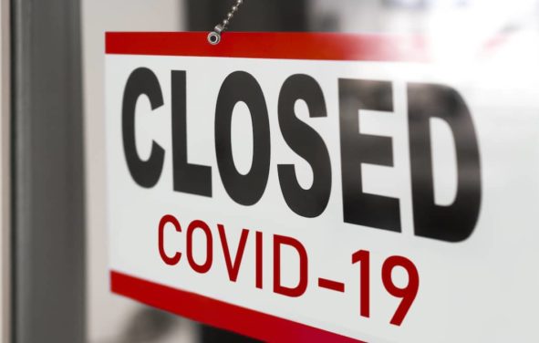 Closed small businesses for coronavirus (COVID-19) pandemic, closure sign on retail store window banner background. (Photo: AdobeStock)