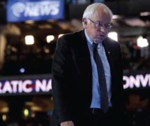 Bernie Sanders stands at the podium on stage during a walk through before the start of the Democratic National Convention (DNC) in Philadelphia, Pennsylvania on July 25, 2016. (Photo: SS)