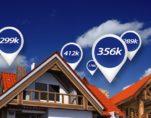 Real estate market with price tags above home properties to illustrate house prices in 3D abstract. (Photo: AdobeStock)